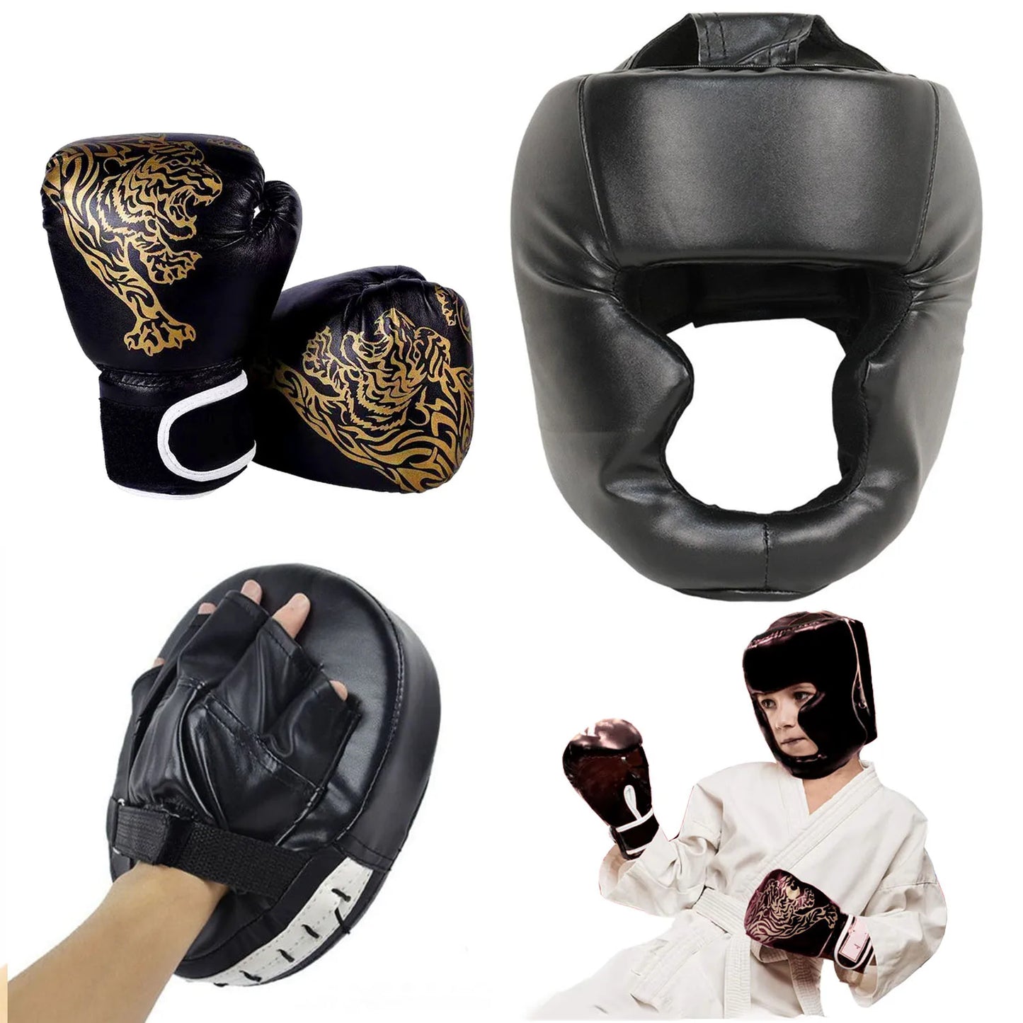 Adults/child MMA Safety Boxing Gloves Helmet Head Gear