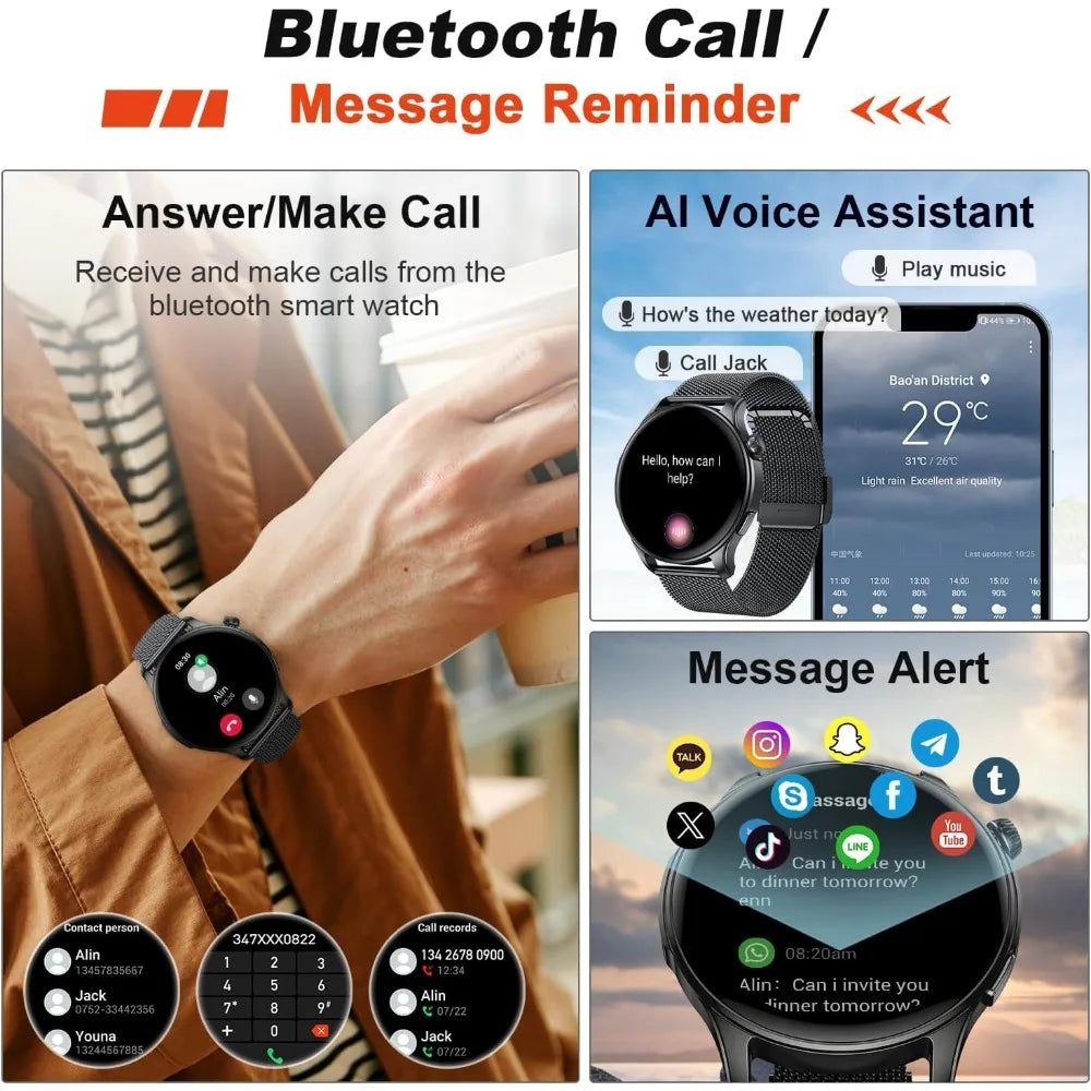 Waterproof fitness smartwatch with heart‑sleep tracking