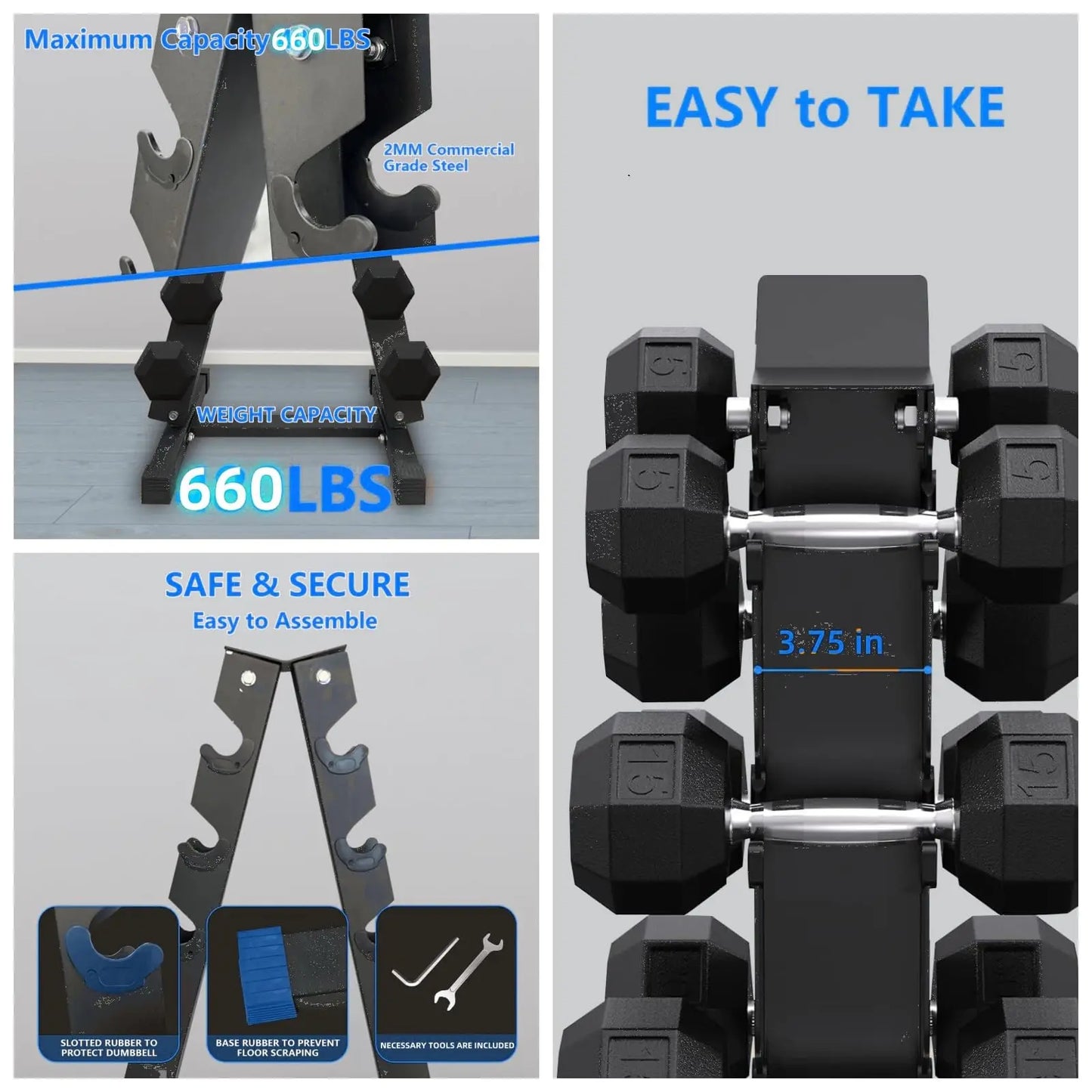 Dumbbell Rack Stand Only, Steel A-Frame for Home Gym