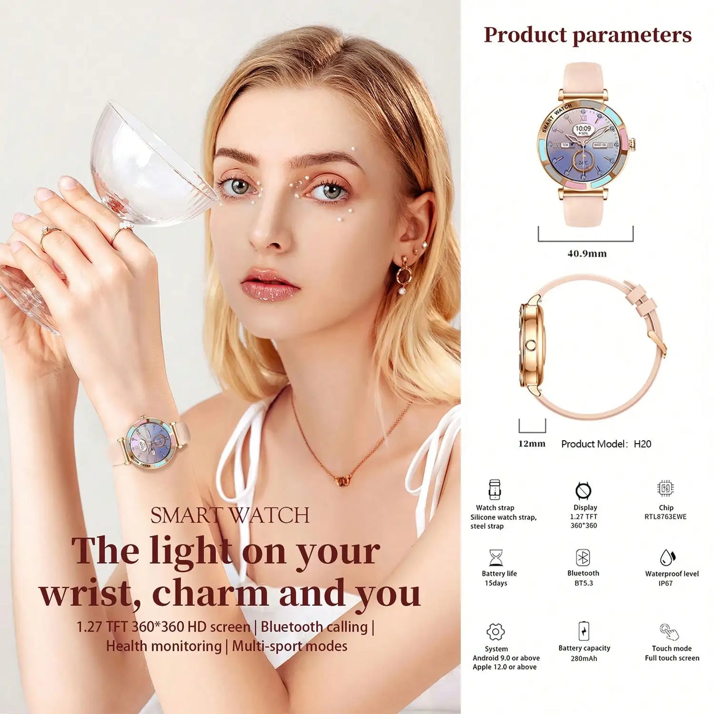 Elegant Women’s Bluetooth Fitness Smartwatch