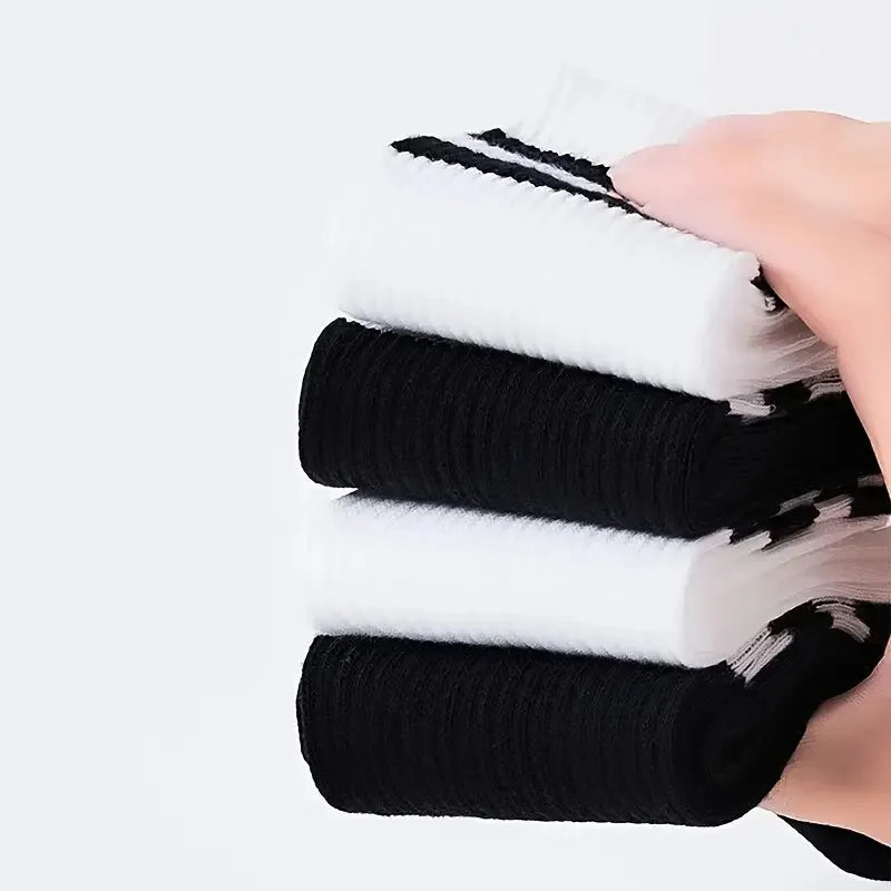 6/10/20 Pairs Men Women Striped Round Neck Socks