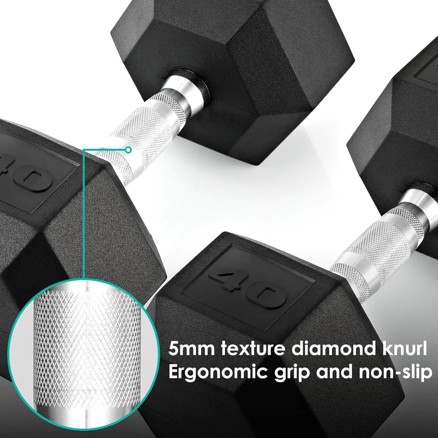Rubber Hex Hand Dumbbell Weight Set 30-75LB