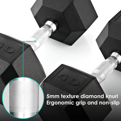 Rubber Hex Hand Dumbbell Weight Set 30-75LB