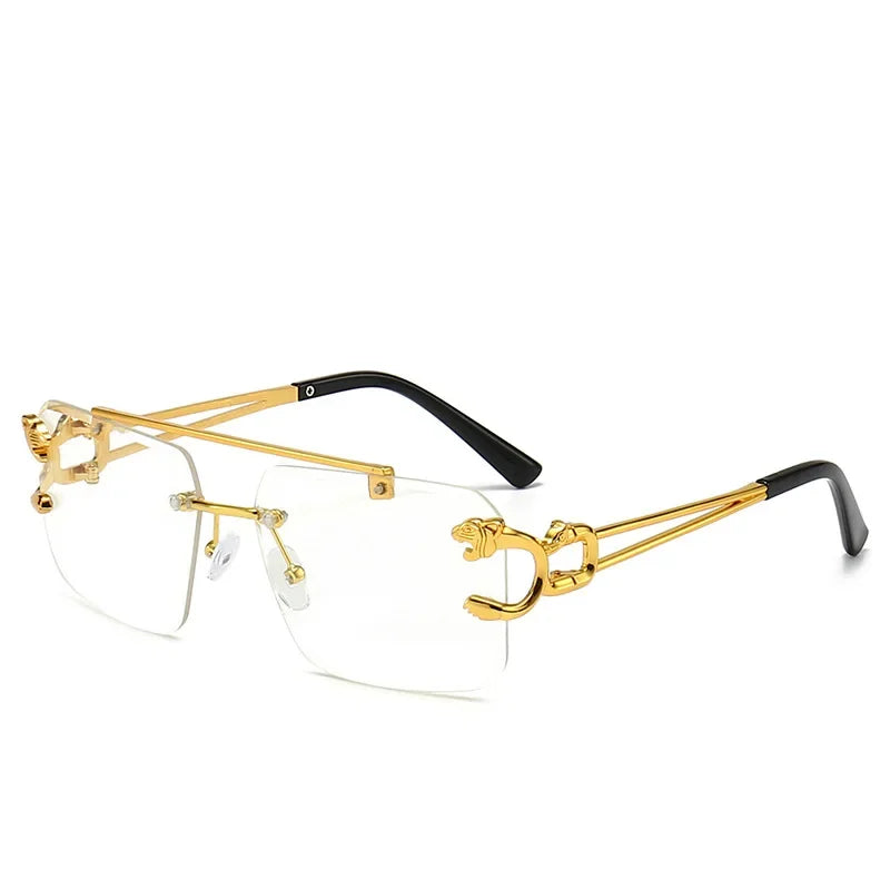 Luxury Square Sunglasses Brand Designer Vintage Rimless