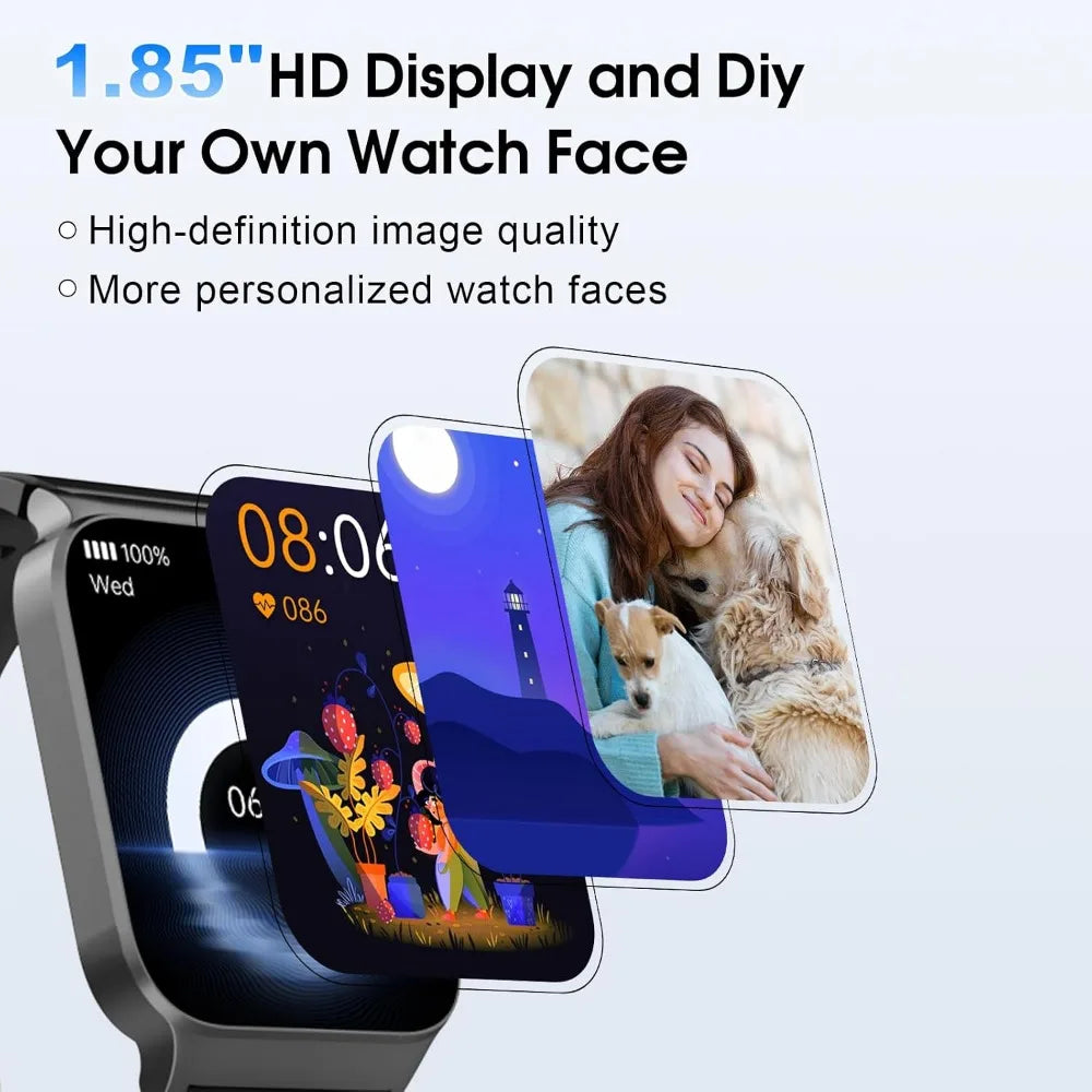 1.85" HD Smartwatch: Waterproof Fitness Tracker