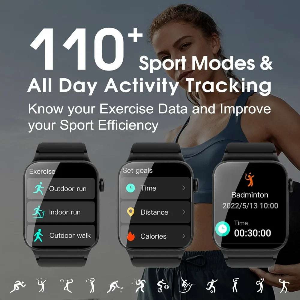 1.85" HD Smartwatch: Waterproof Fitness Tracker
