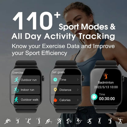 1.85" HD Smartwatch: Waterproof Fitness Tracker