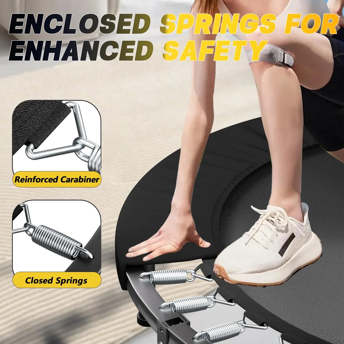 Foldable Adult Rebounder Trampoline with Handlebar
