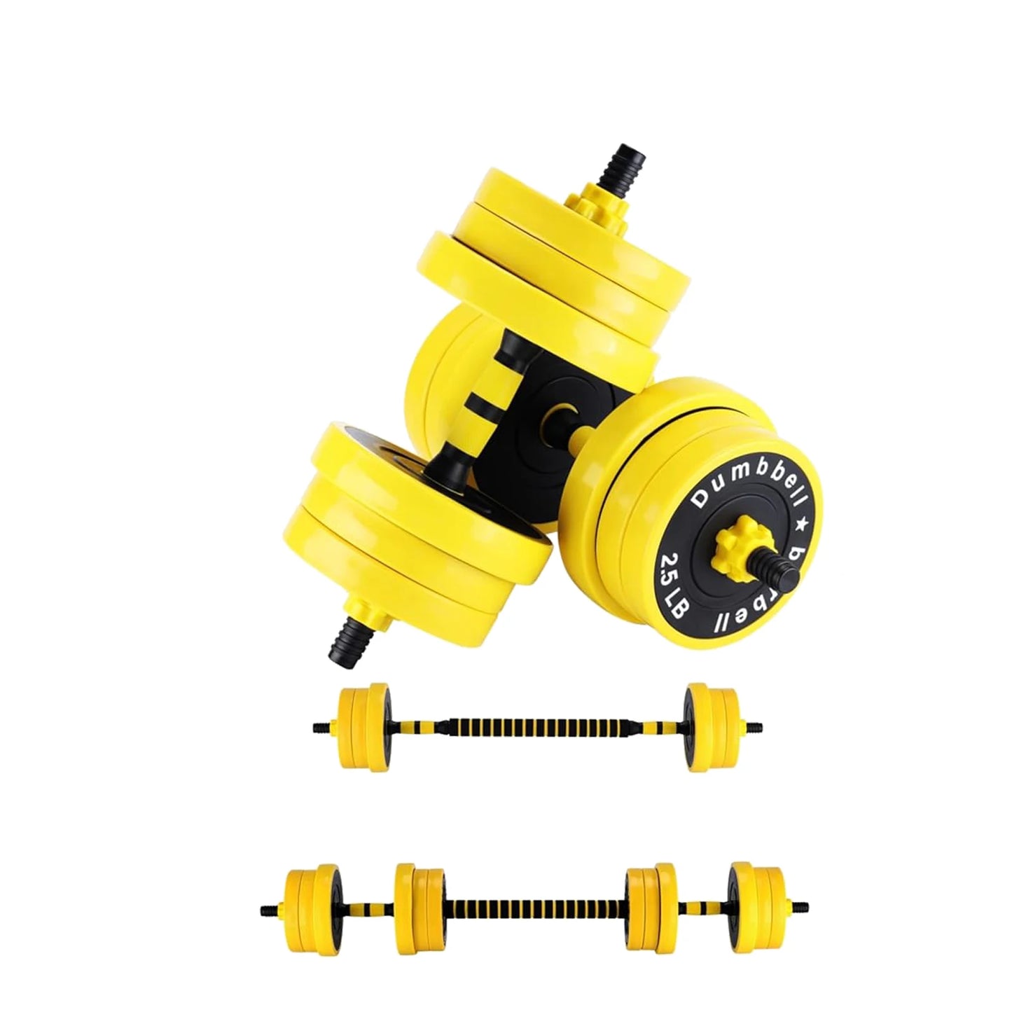Adjustable Yellow 33‑Lb 2‑in‑1 Dumbbell Set