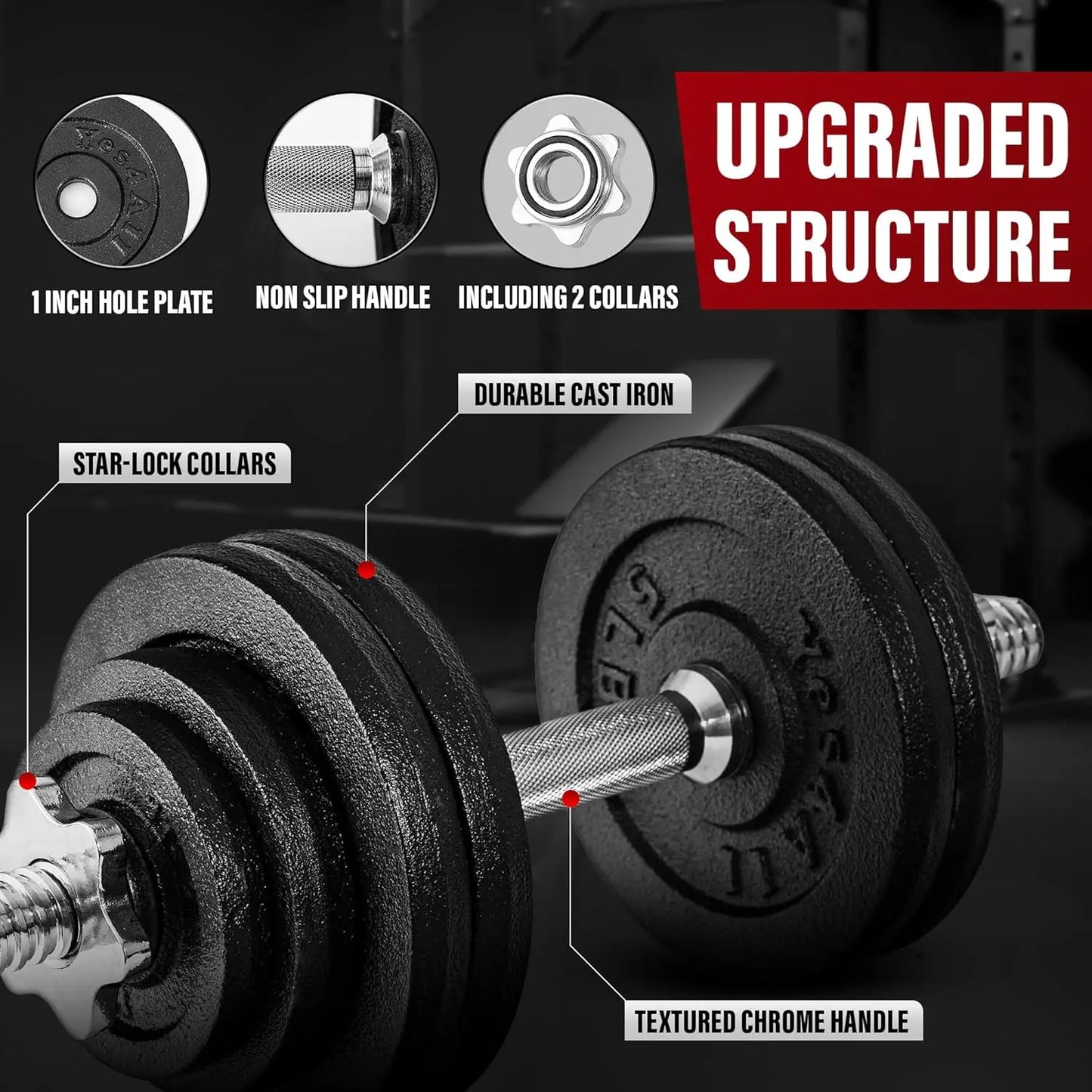 Adjustable Dumbbell Set with Weight Plates, 40lbs to 200lbs