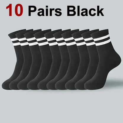 6/10/20 Pairs Men Women Striped Round Neck Socks