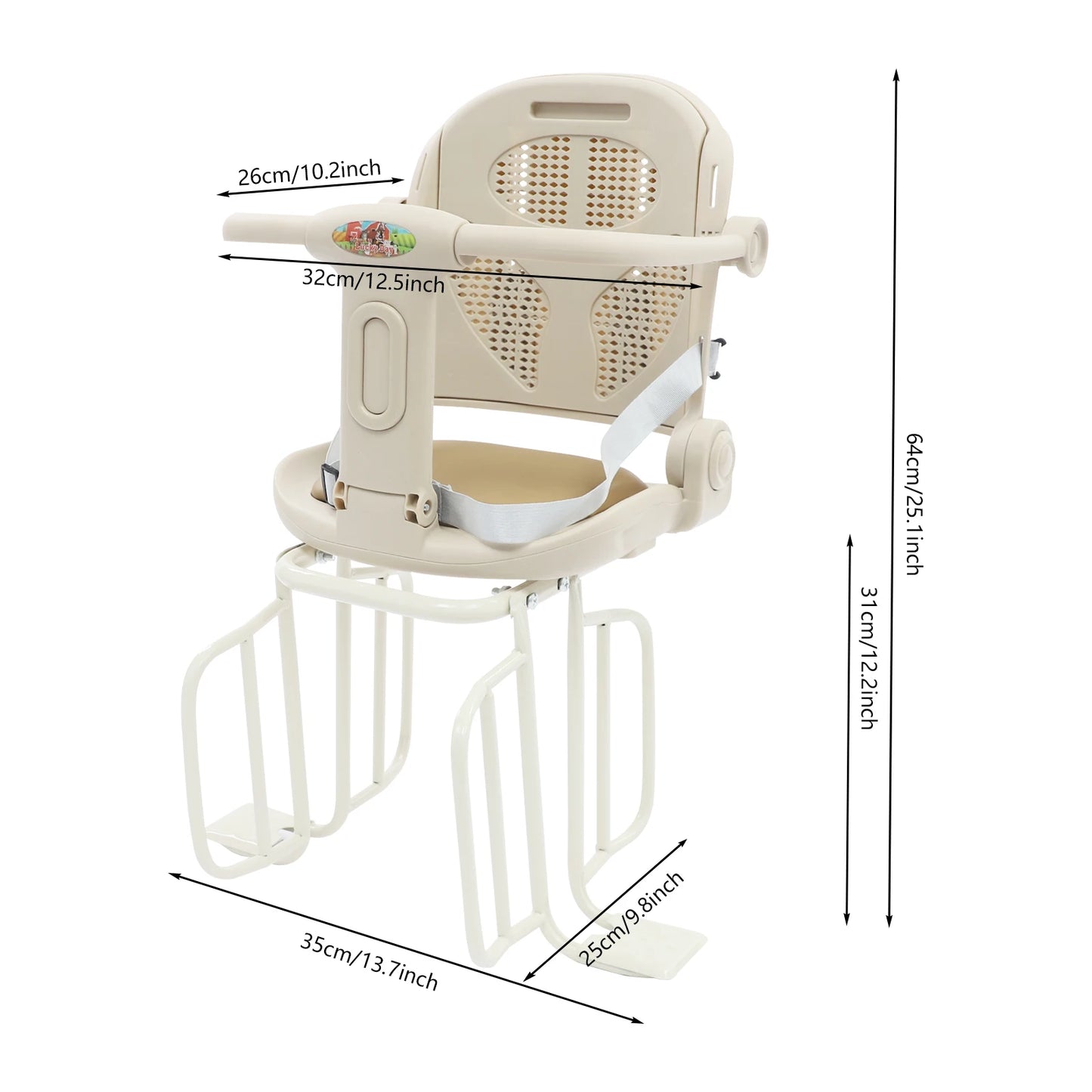 Adjustable Kids Bike Seat with Safety Backrest