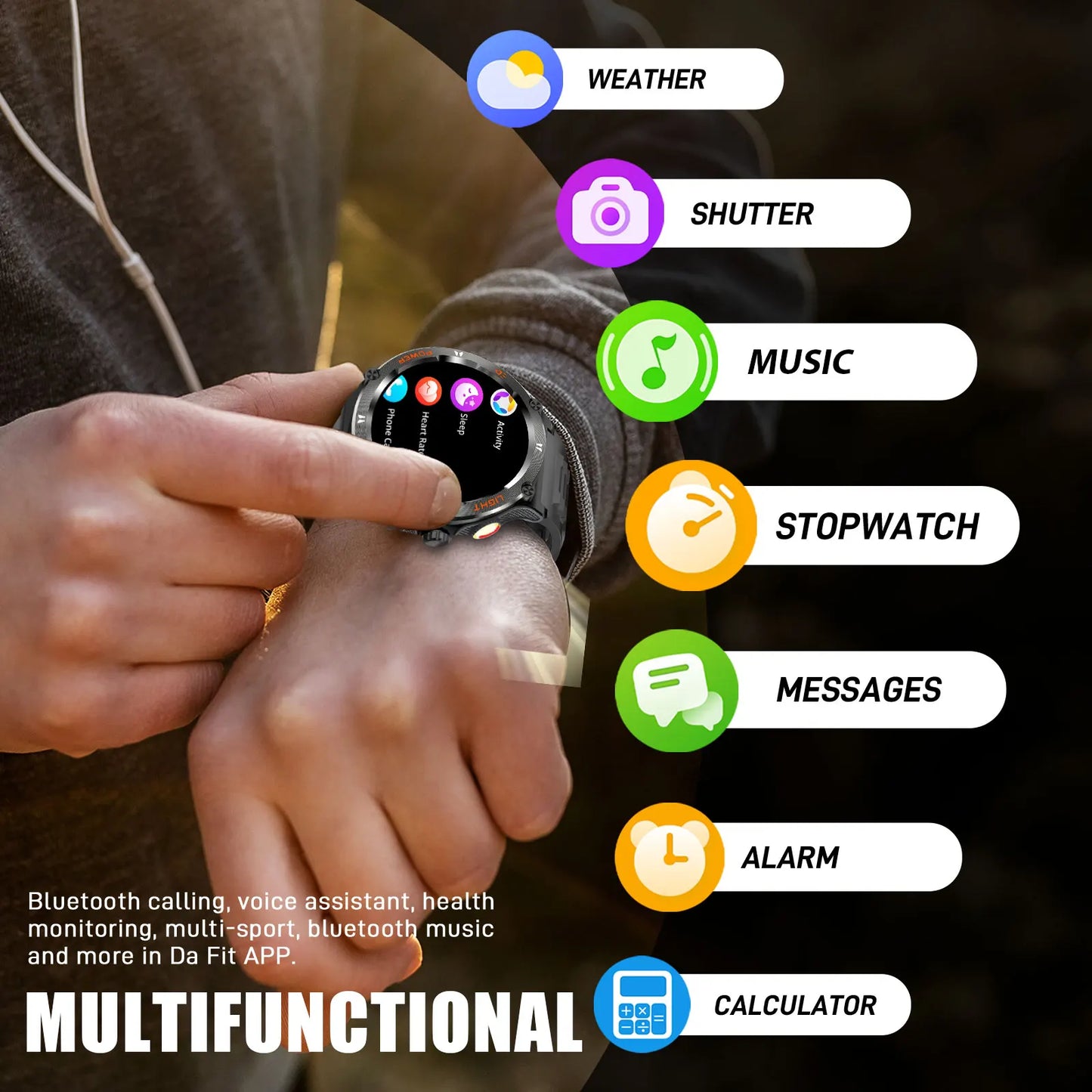 Smart Men’s Waterproof Watch with Compass Flashlight
