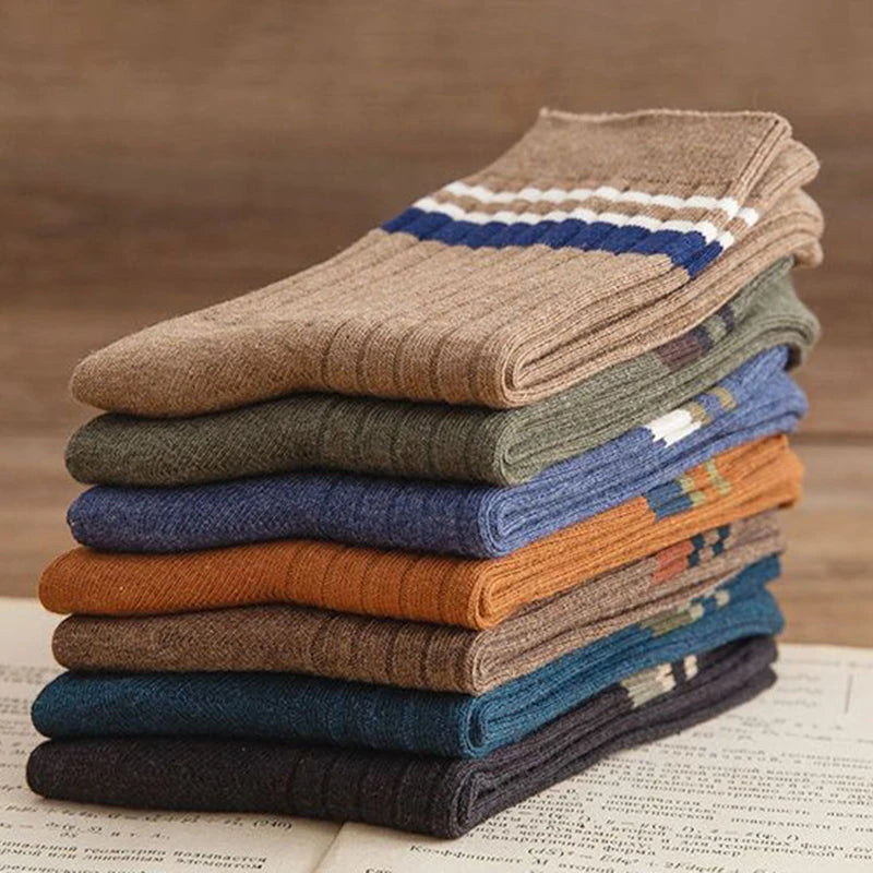 6/12 Pairs Unisex Solid Color Striped Mid Tube Socks