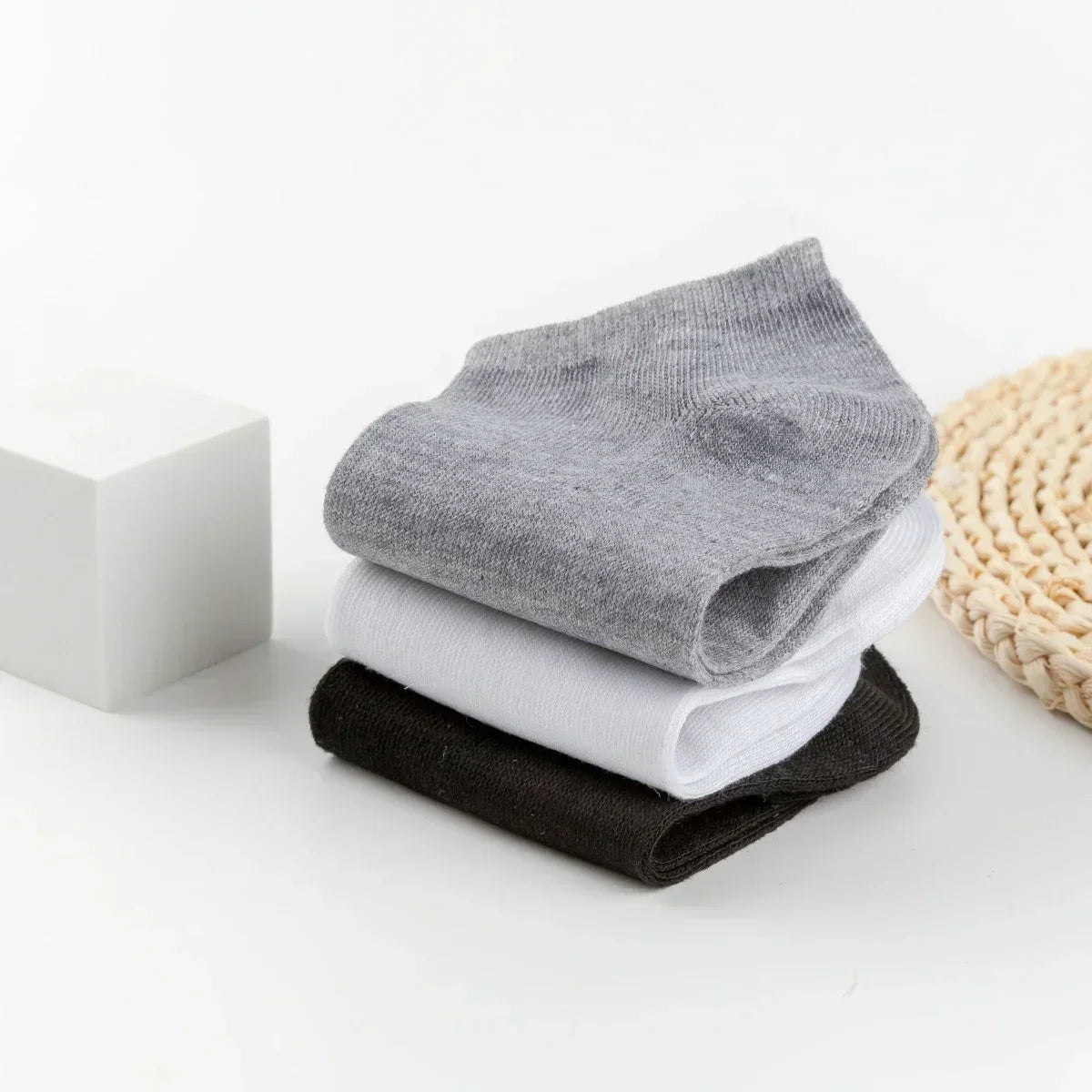 Unisex Breathable Cotton Solid Ankle Socks Pack