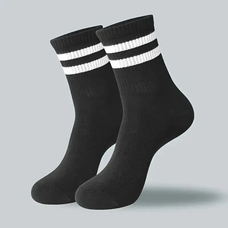 6/10/20 Pairs Men Women Striped Round Neck Socks