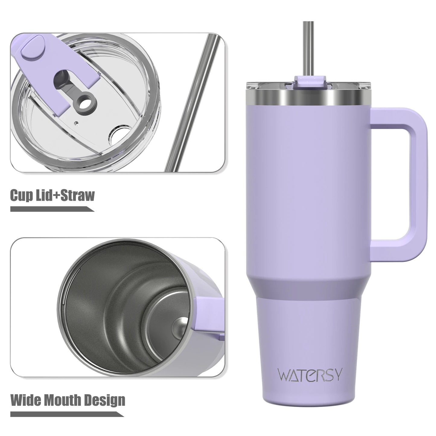 30/40oz Tumbler With Handle and Straw Stainless Steel Thermal
