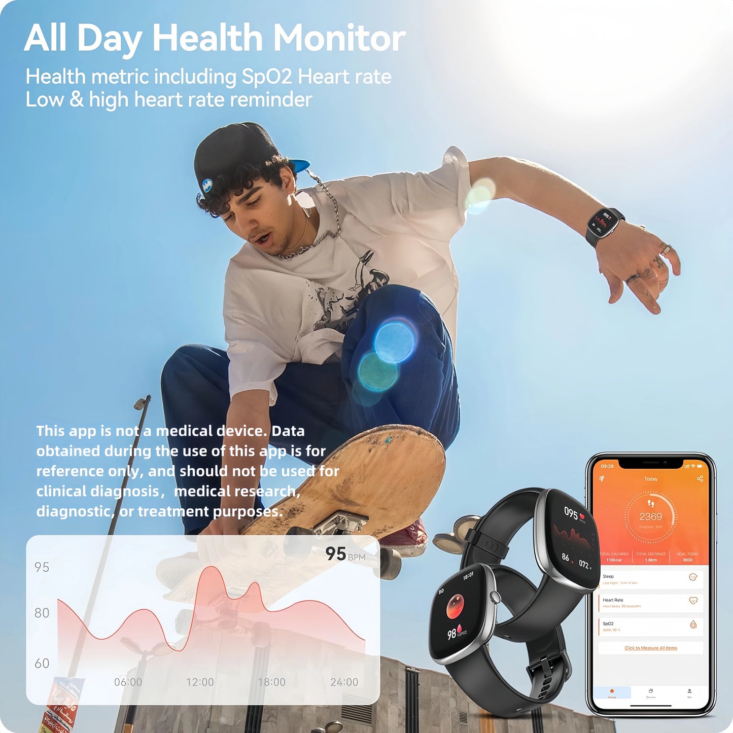 Men Women Fitness Smartwatch with Sleep Tracking