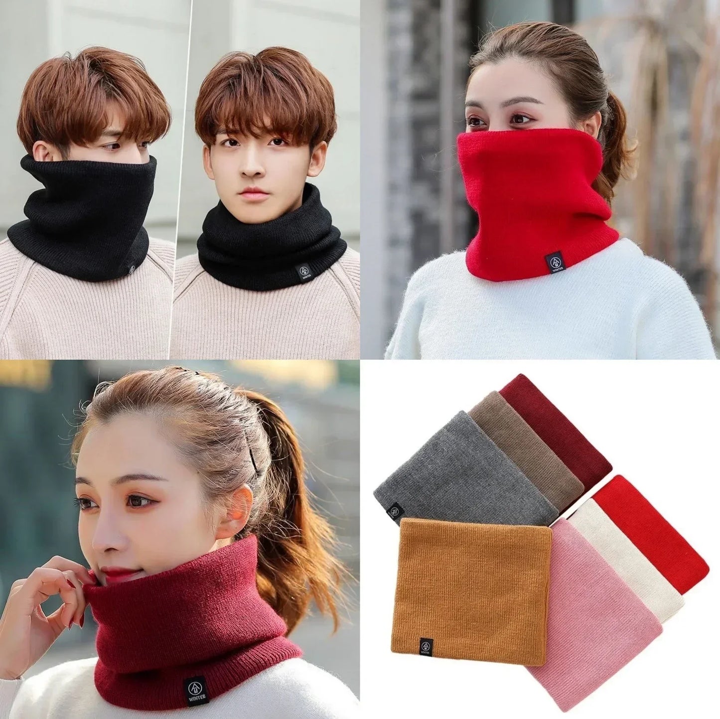 Fashion Soft Knitted Neck Warmer Sports Scarf Women Men