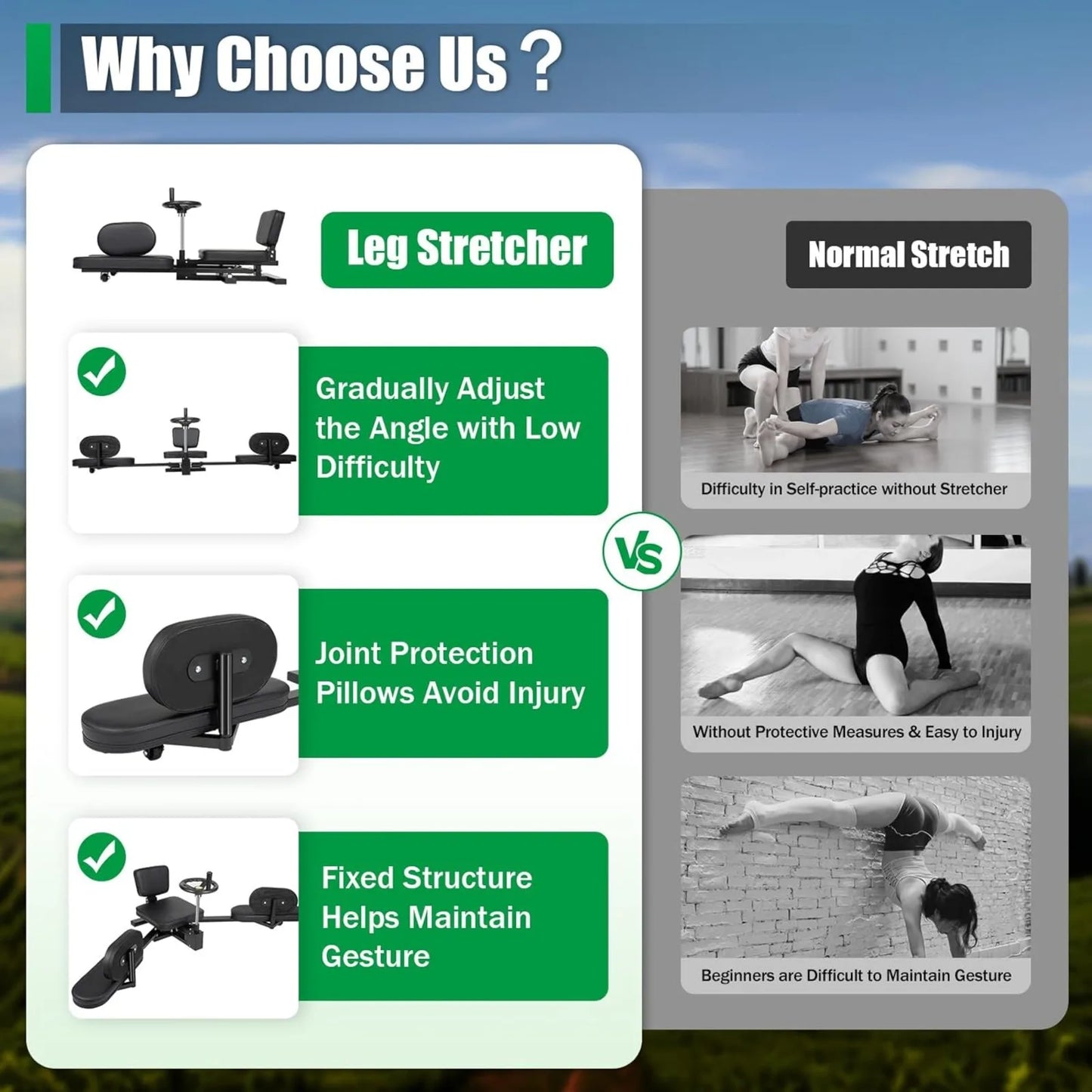 Leg Stretcher Machine for Flexibility Training Fitness, Yoga
