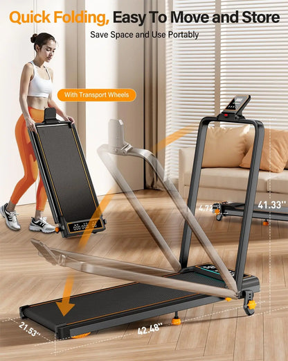 Treadmill Walking Pad with 15% Incline/Handle Bar/2 LED Display