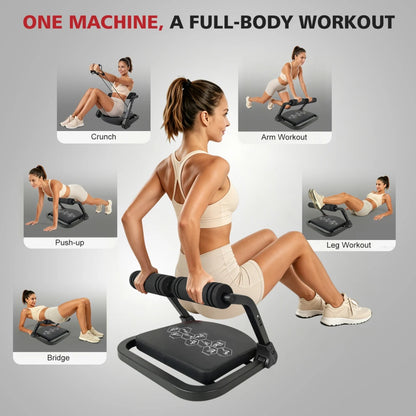 Black Ab Core Trainer Machine with Resistance Bands