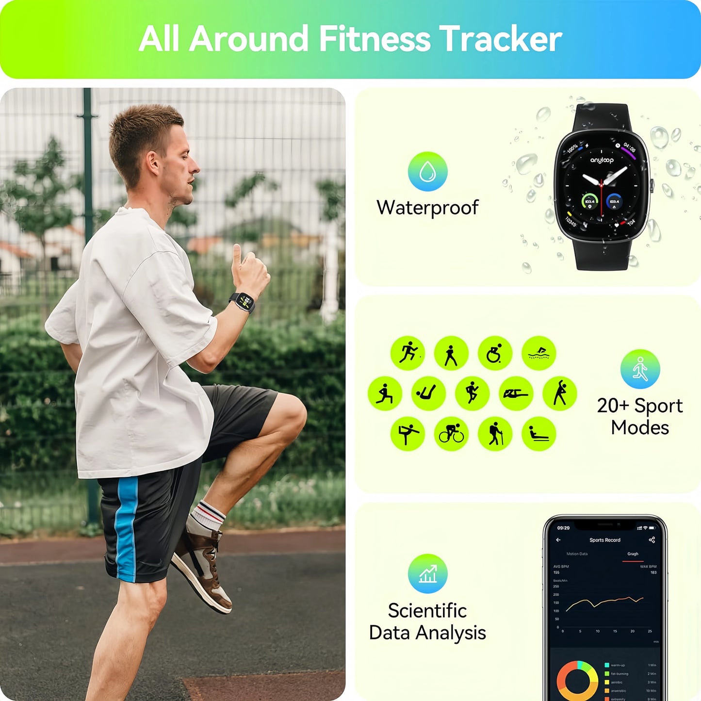 Men Women Fitness Smartwatch with Sleep Tracking