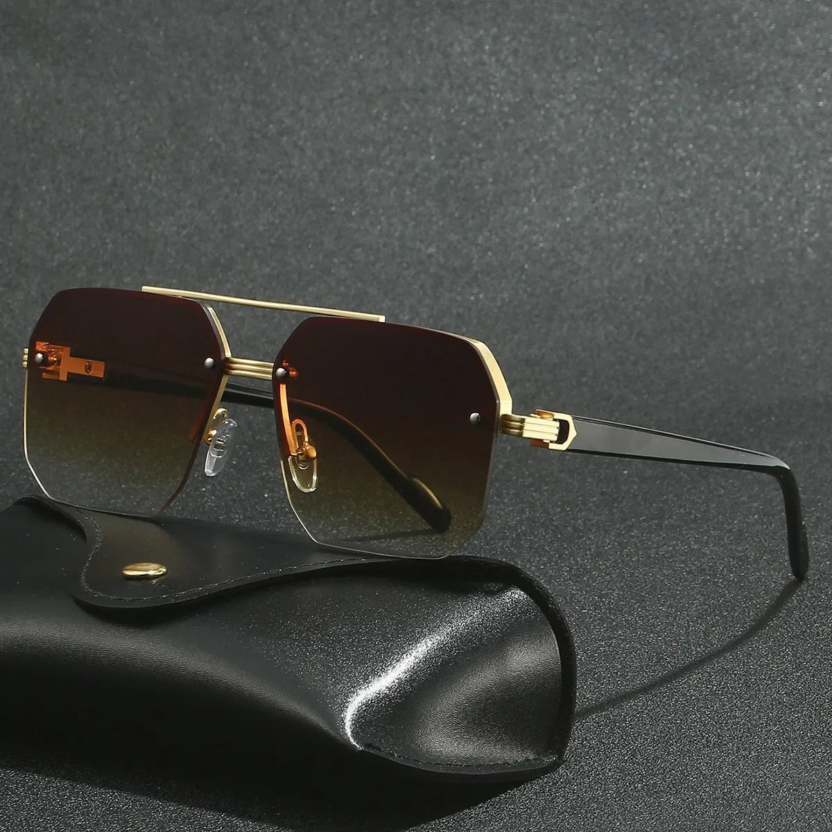 Sunglasses Rectangle Fashion Metal Frame Women Men  ﻿