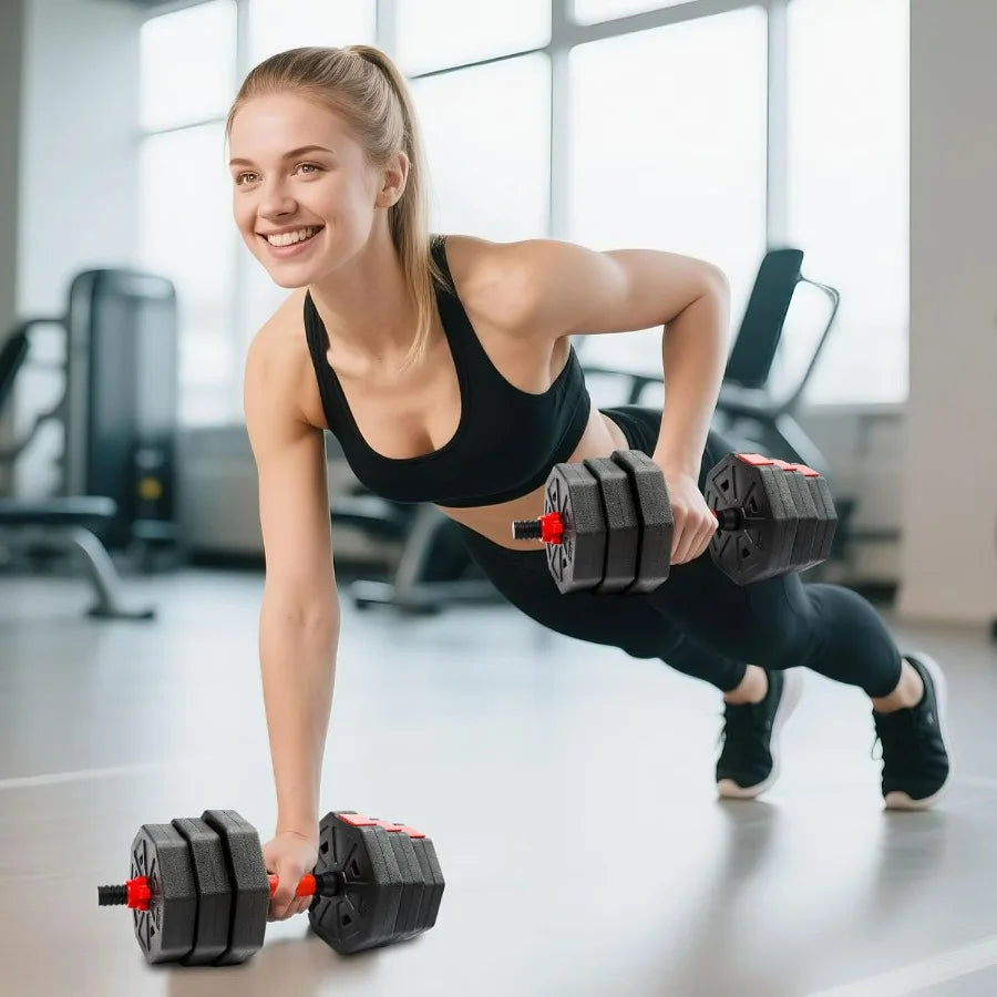 Adjustable Free‑Weight Dumbbell Barbell Home Gym Set