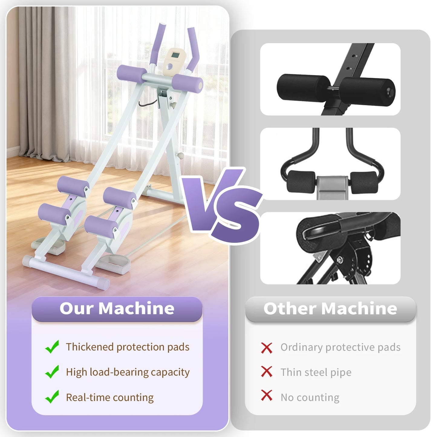 Abdominal Curling Machine Adjustable Dual Track Exercise