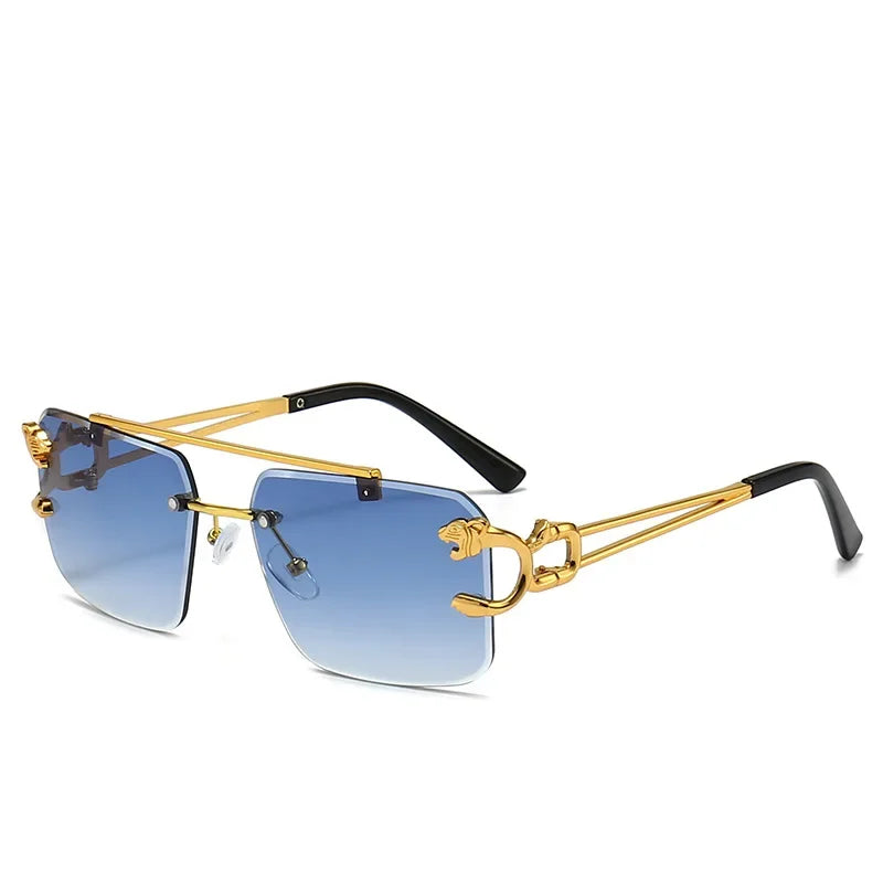 Luxury Square Sunglasses Brand Designer Vintage Rimless