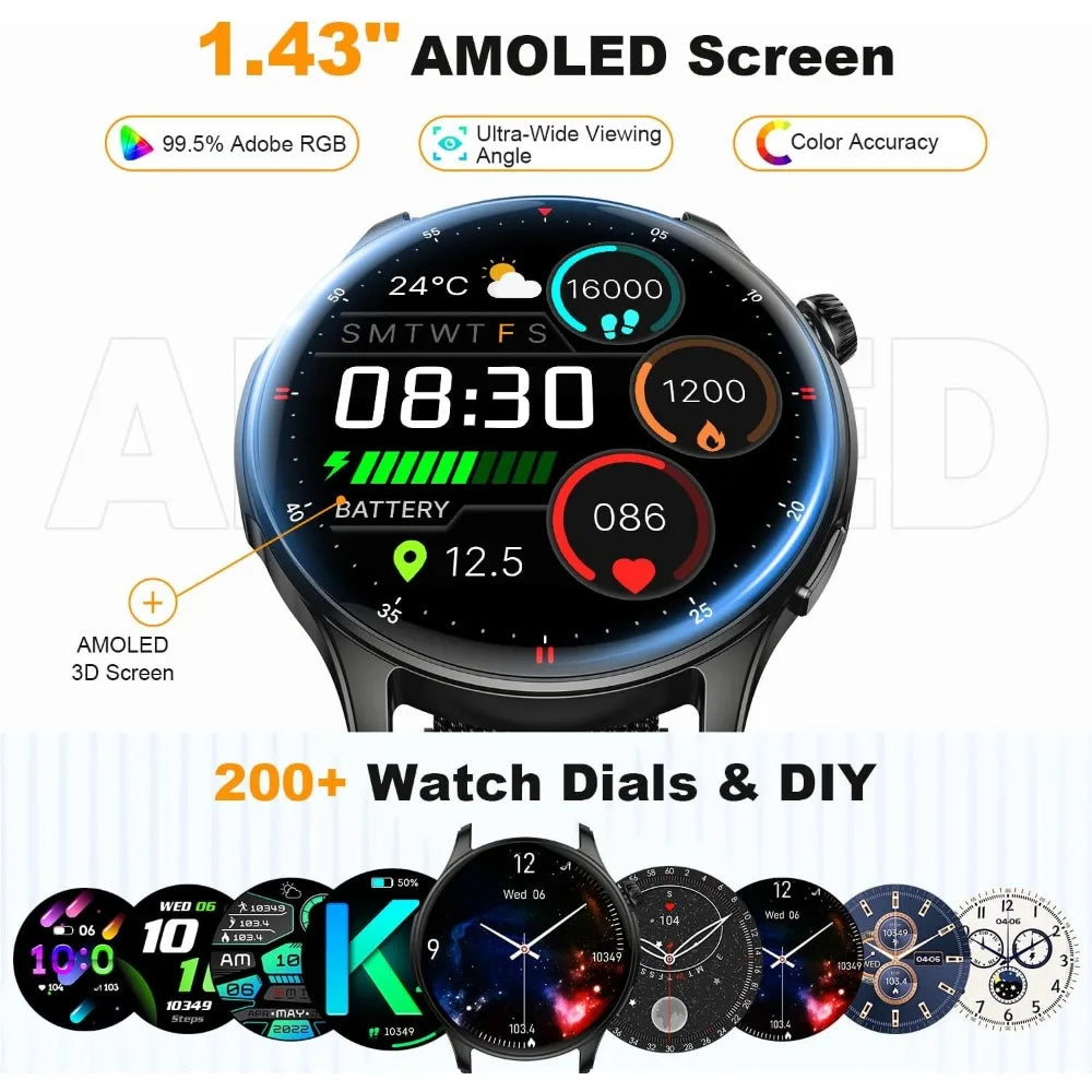 Waterproof fitness smartwatch with heart‑sleep tracking