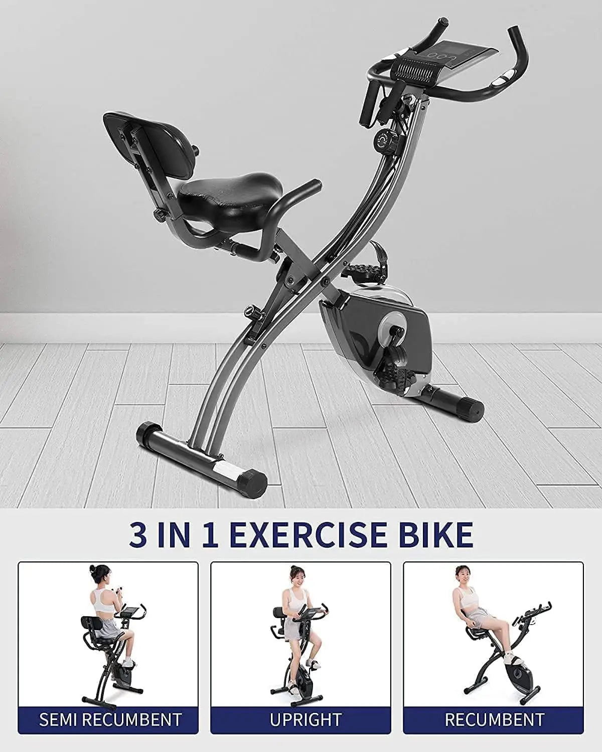 Folding Magnetic Upright Stationary Bike with Pulse Sensor