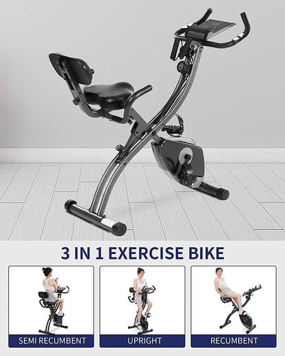 Folding Magnetic Upright Stationary Bike with Pulse Sensor