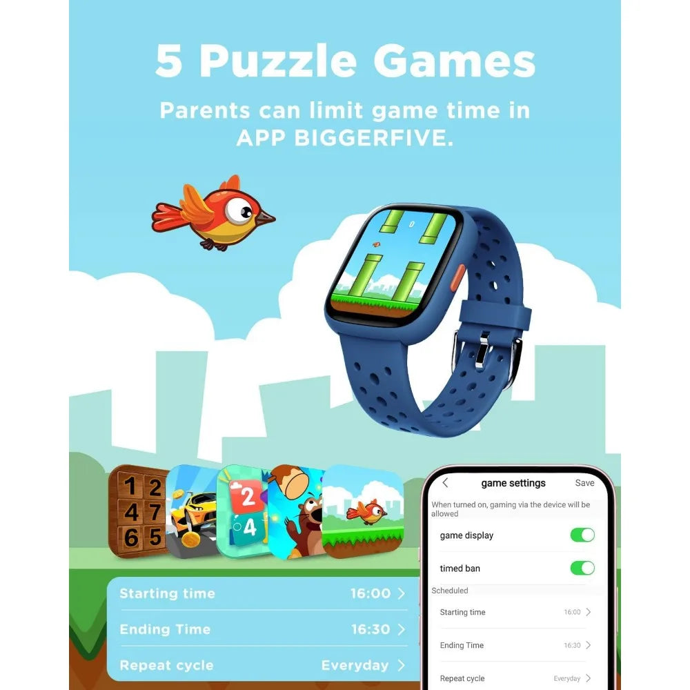 Kids’ waterproof fitness smartwatch with health tracking
