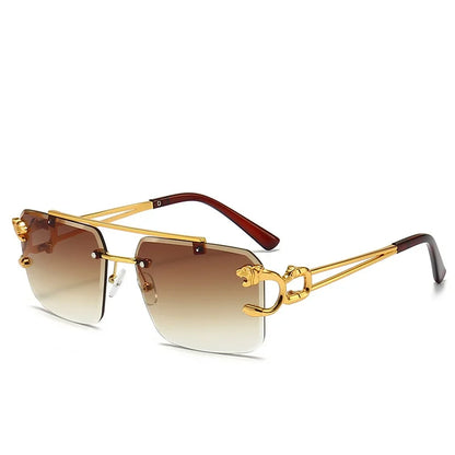 Luxury Square Sunglasses Brand Designer Vintage Rimless
