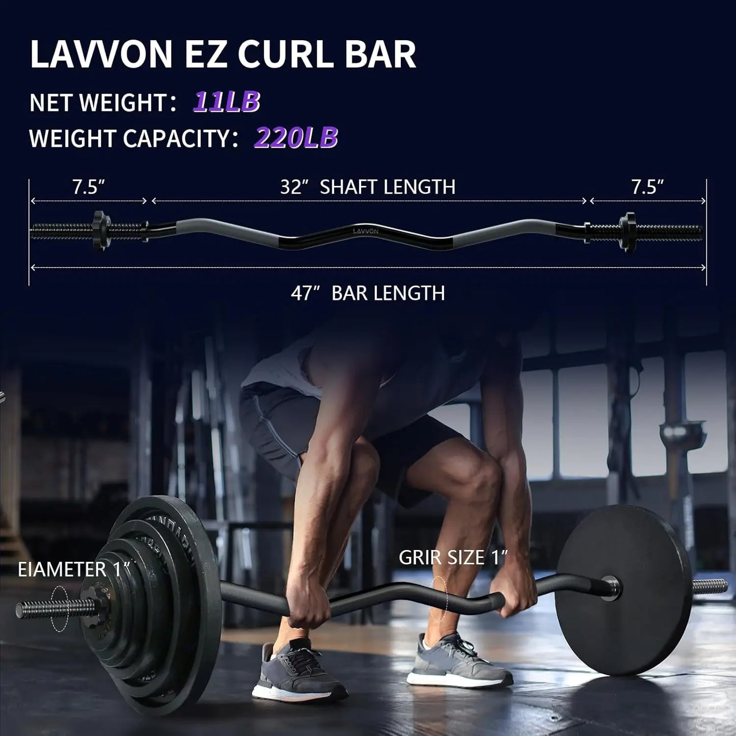 47" EZ Curl Bar for Lifts & Squats