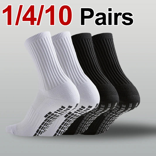 1/4/10 Pairs Men Women Non Slip Sports Socks