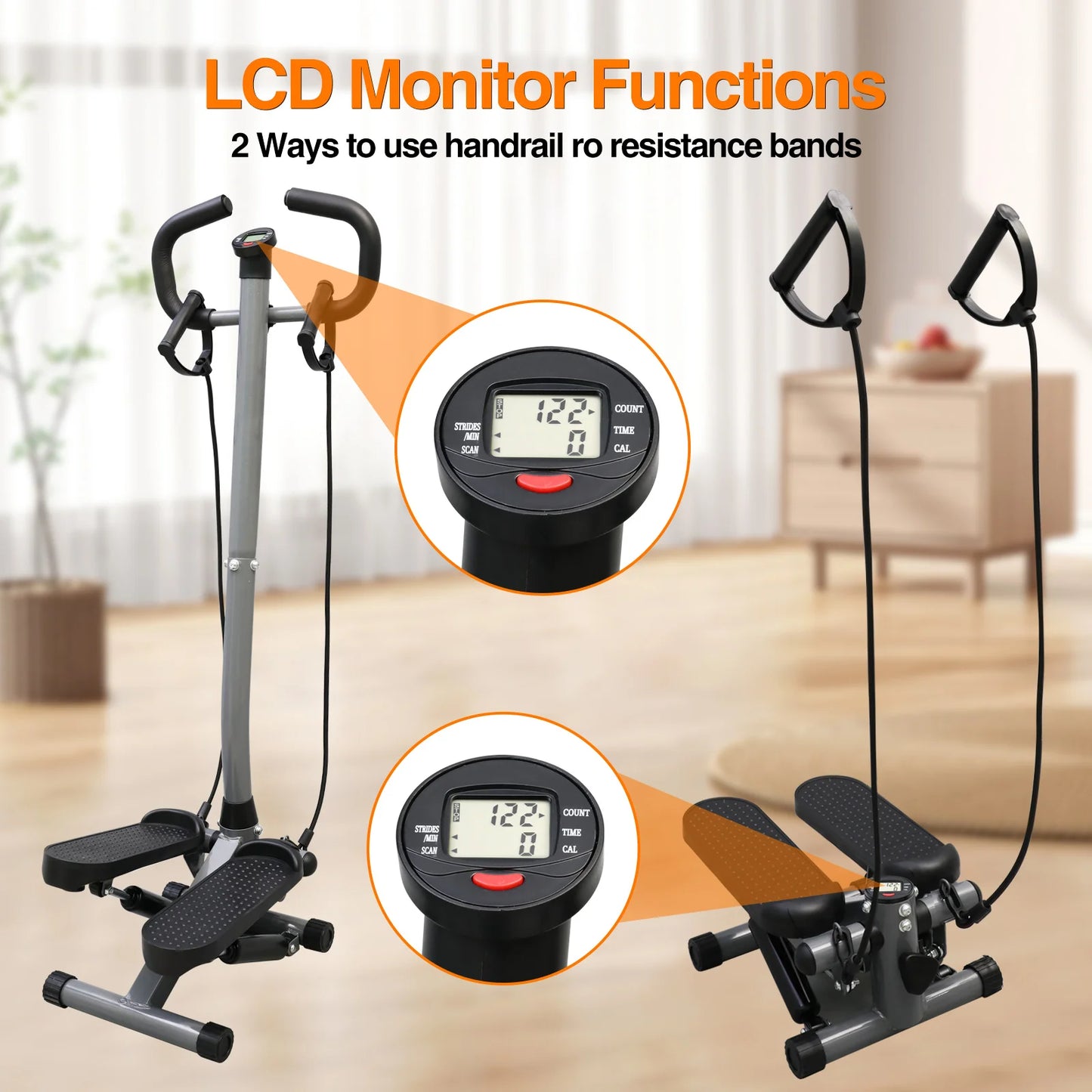 Twist Stepper Machine with Handlebar and Bands