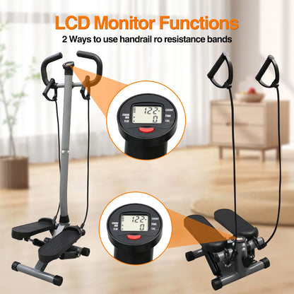 Twist Stepper Machine with Handlebar and Bands
