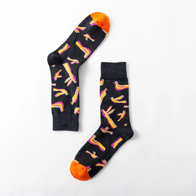 1 Pair Women Socks Cartoon Art Flower