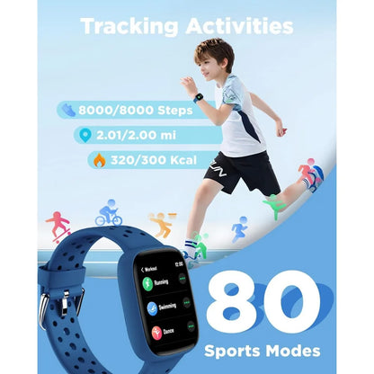 Kids’ waterproof fitness smartwatch with health tracking
