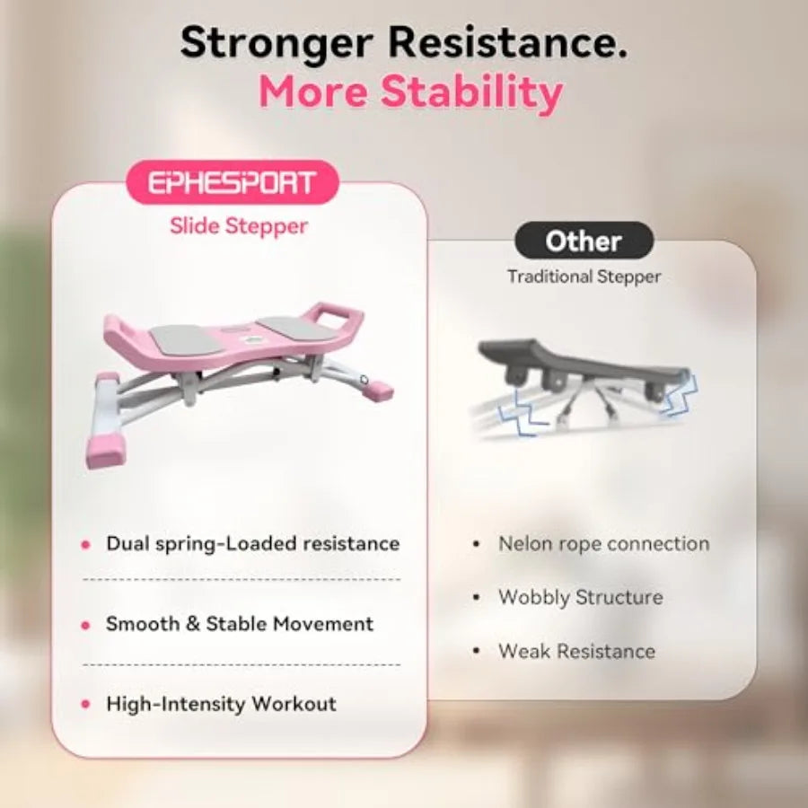 Pink Home Ski Stepper Full‑Body Cardio Trainer