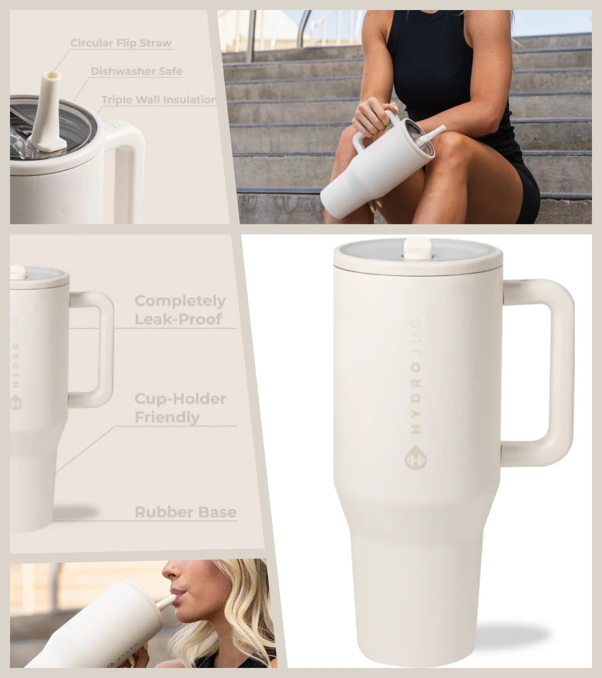 40oz Cream Insulated Stainless Steel Water Bottle