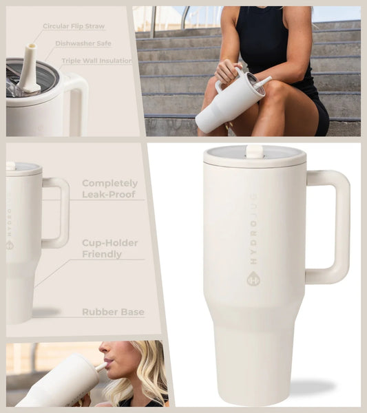 40oz Cream Insulated Stainless Steel Water Bottle