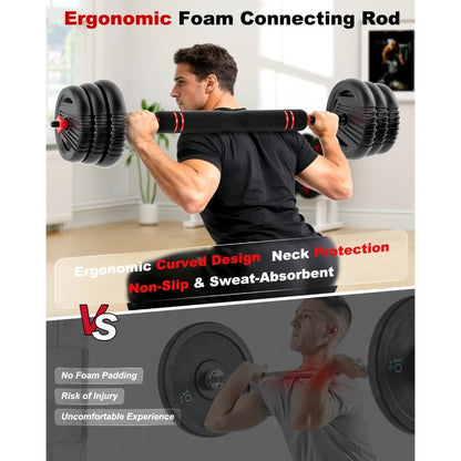 Adjustable Dumbbells, 20/30/45/70/90lbs Free Weight Set with Connector
