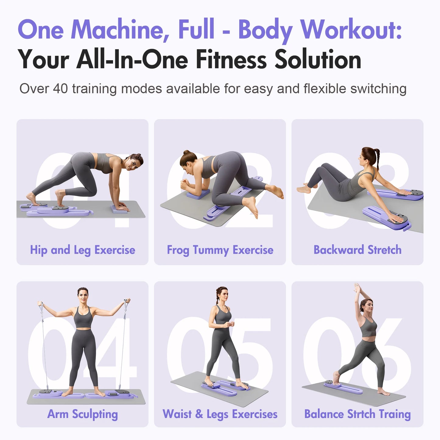 Portable Pilates Reformer Board Full‑Body Workout Machine