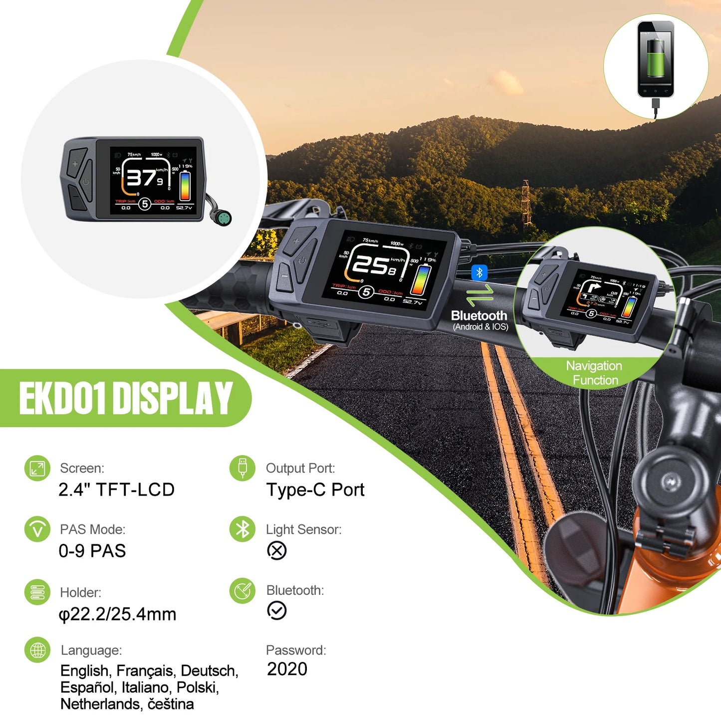 Bluetooth LCD E bike Display for BAFANG Kits