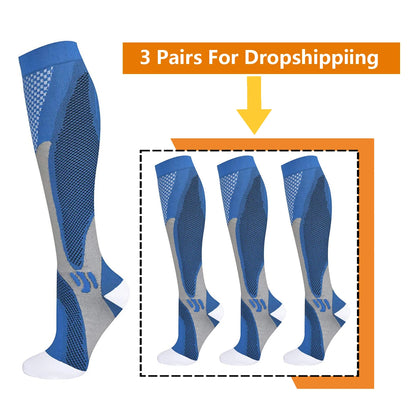 Medical Athletic Nylon Compression Socks Three‑Pair Set