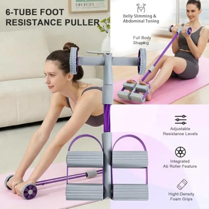 6‑Tube Pedal Bands with Ab Roller Trainer